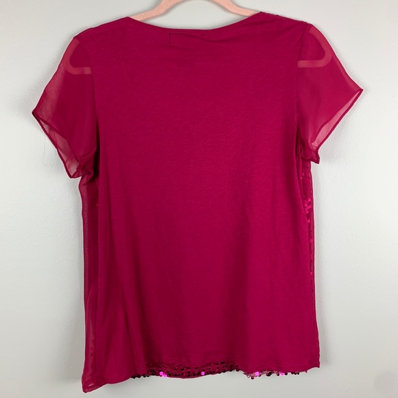 Calvin Klein NWT Sequin Blouse Magenta Pink Size S - Picture 3 of 7
